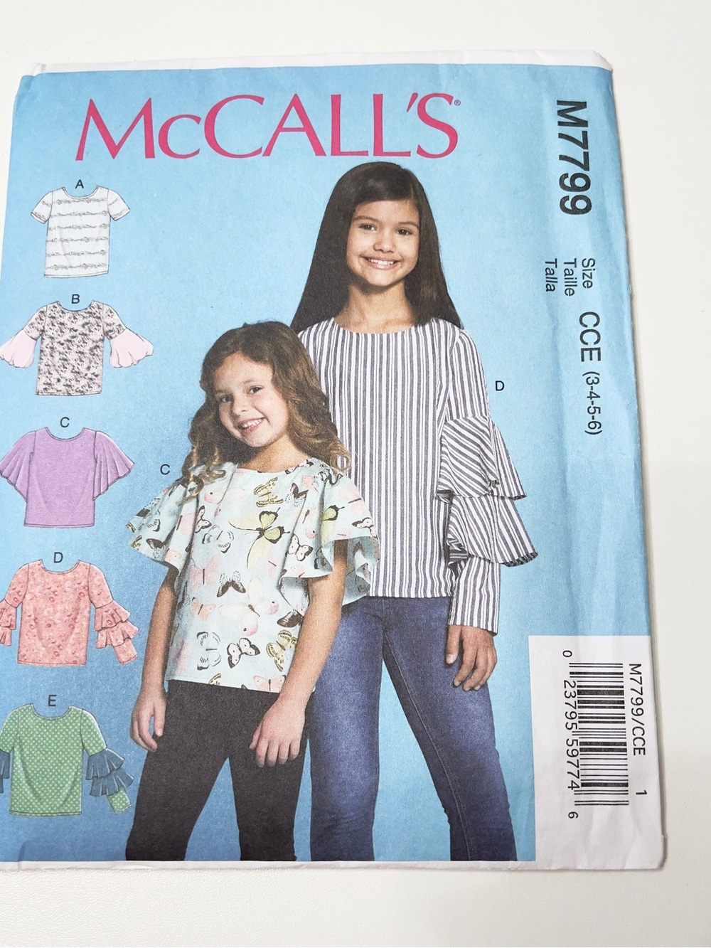 McCall’s M7799 Girls Sewing Pattern Size CCE 3-6 Uncut